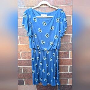 Loft Blue Stretchy Dress Large Petite